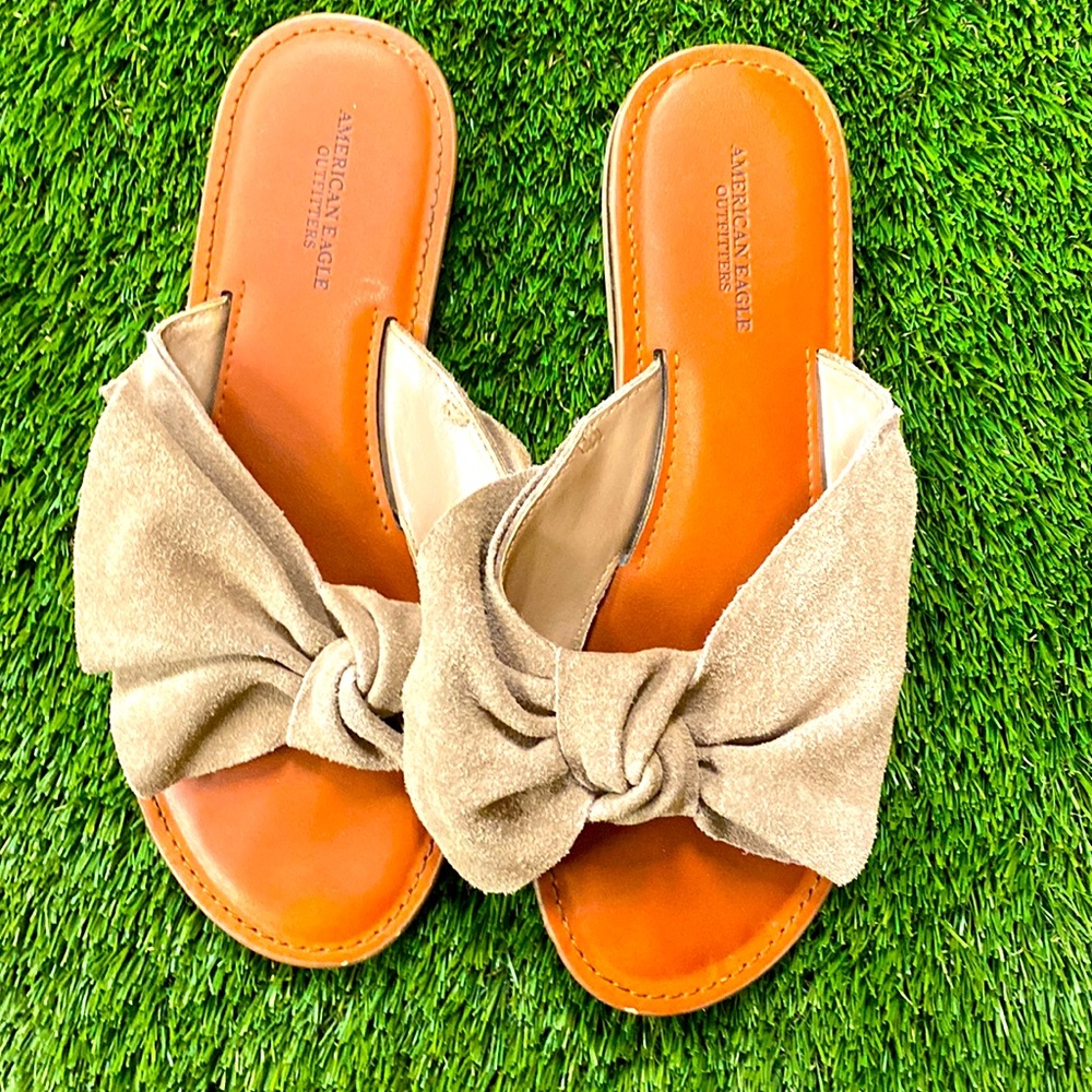 AE Suede Bow Sandals - size 36